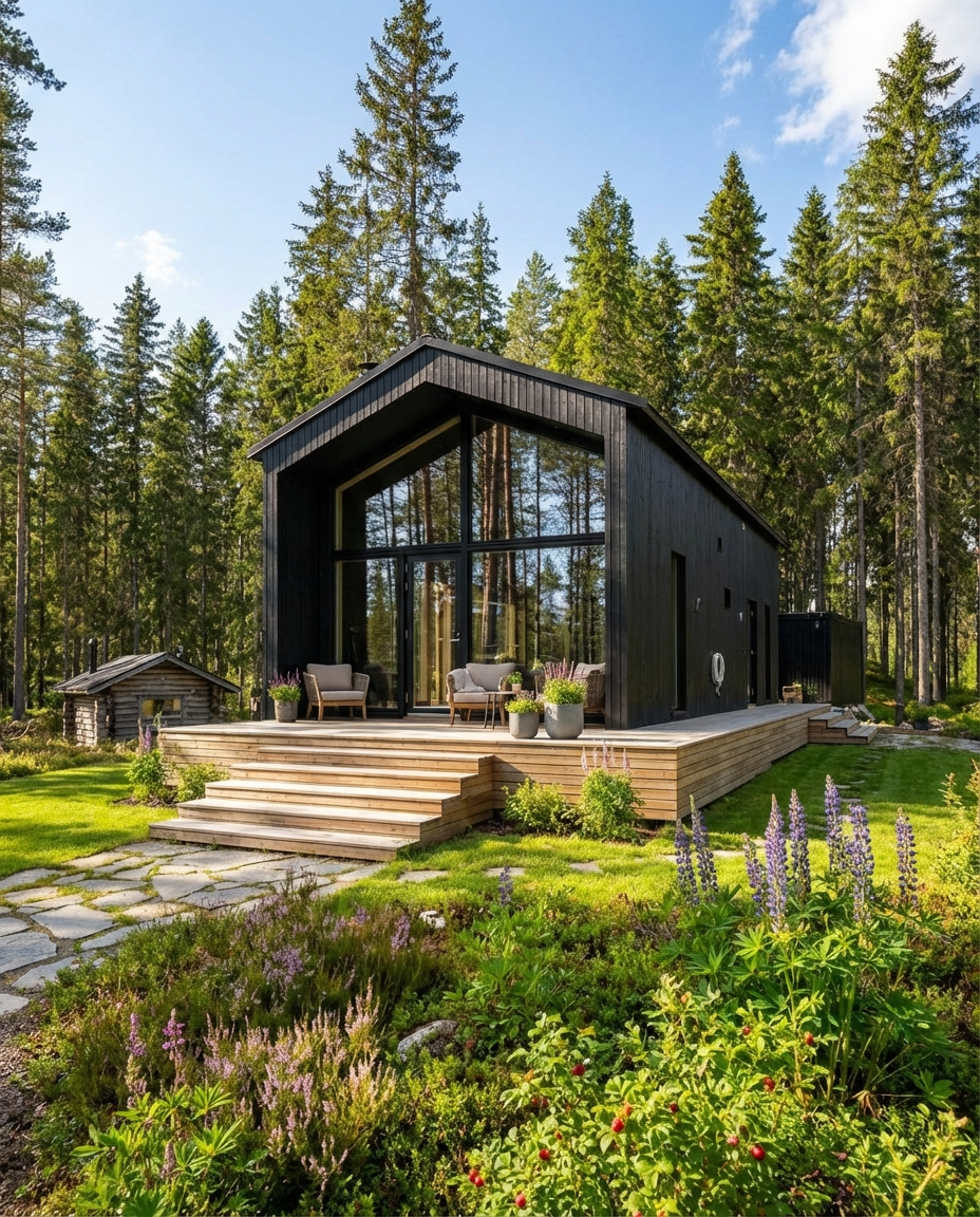 Sulo Retreats – exterior in summer with wooden deck