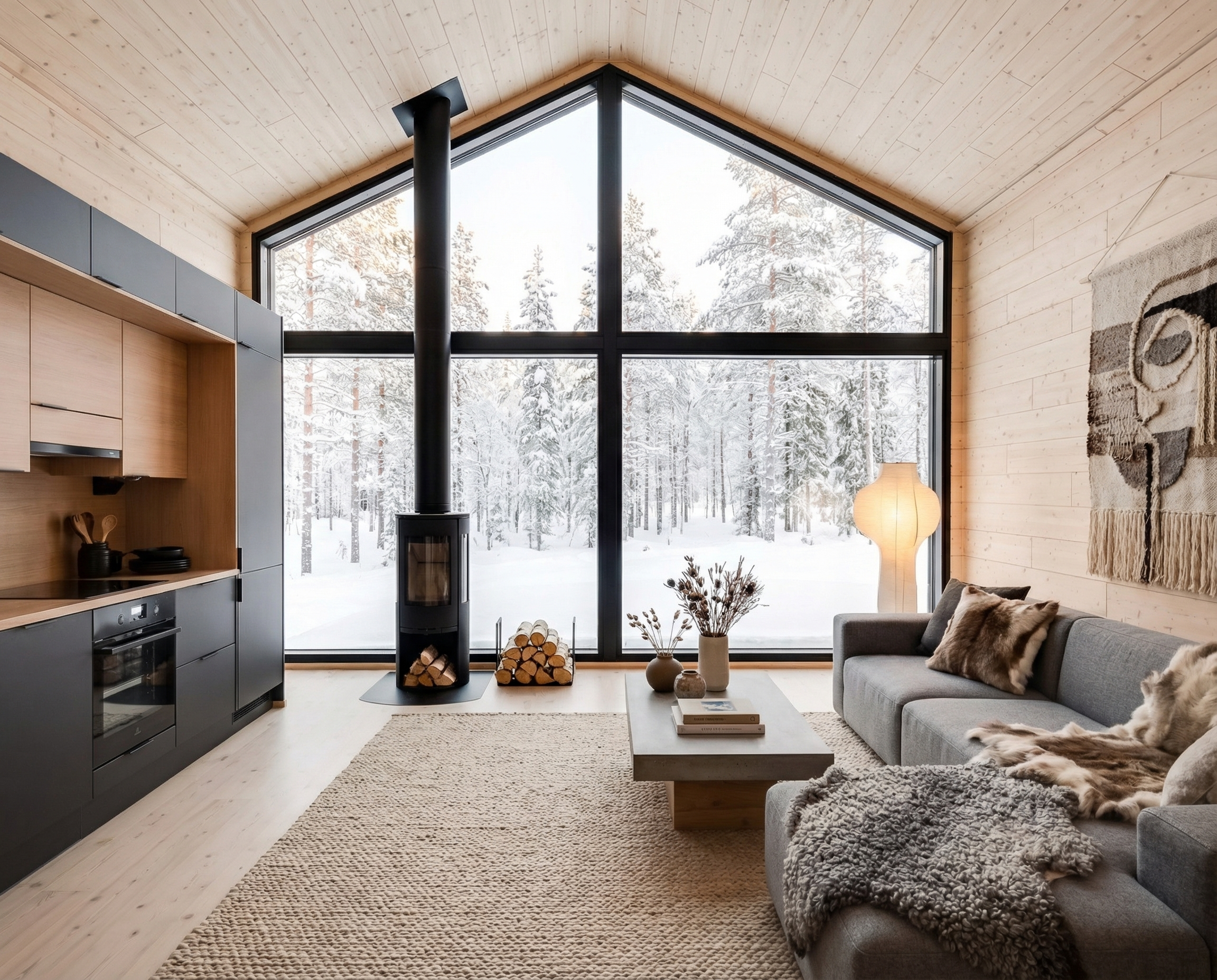 Sulo Retreats – open plan kitchen and living room